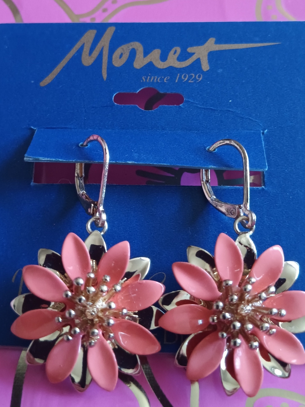 MONET CORAL FLOWER EARRINGS